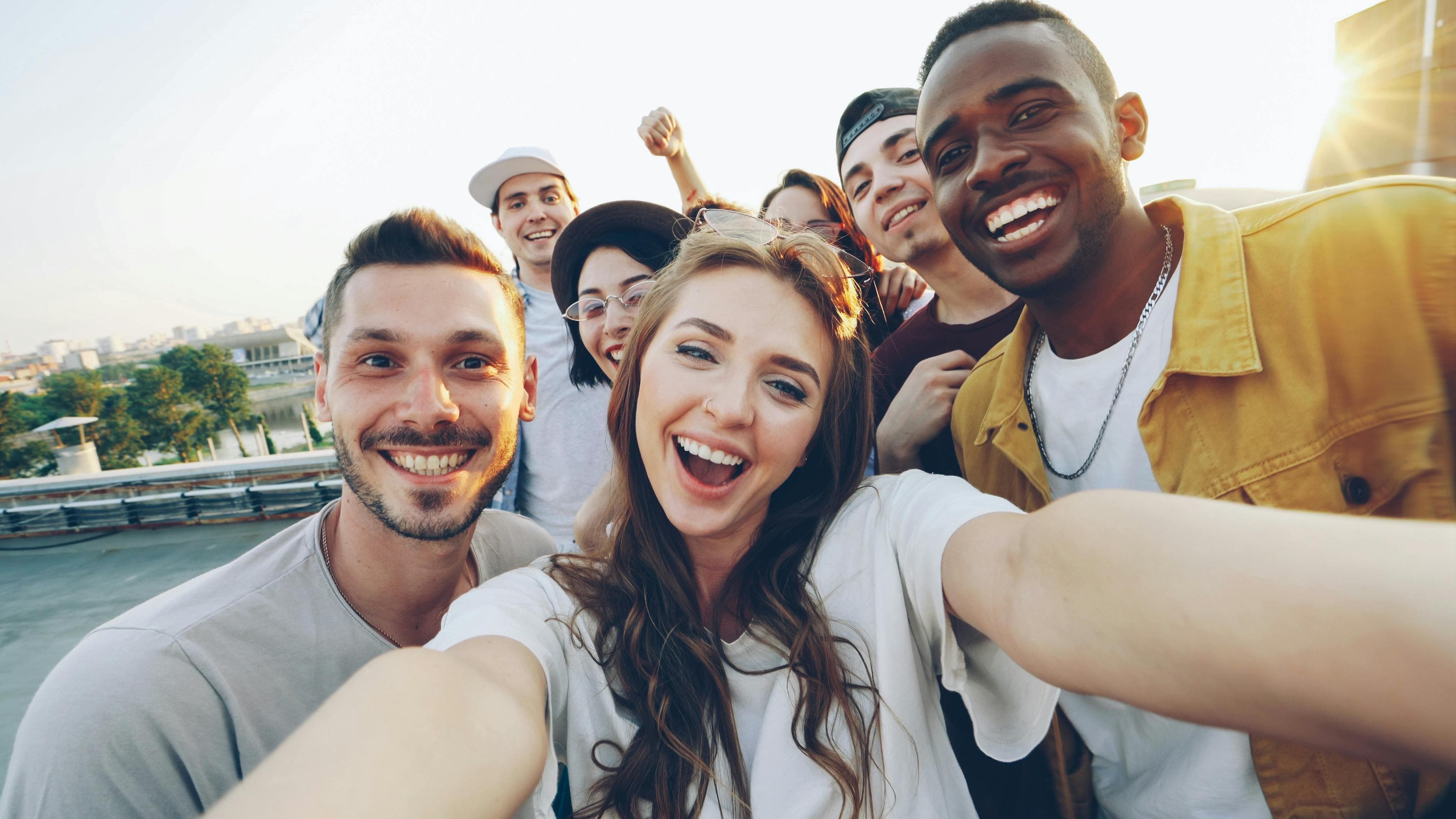 Friends taking an event selfie