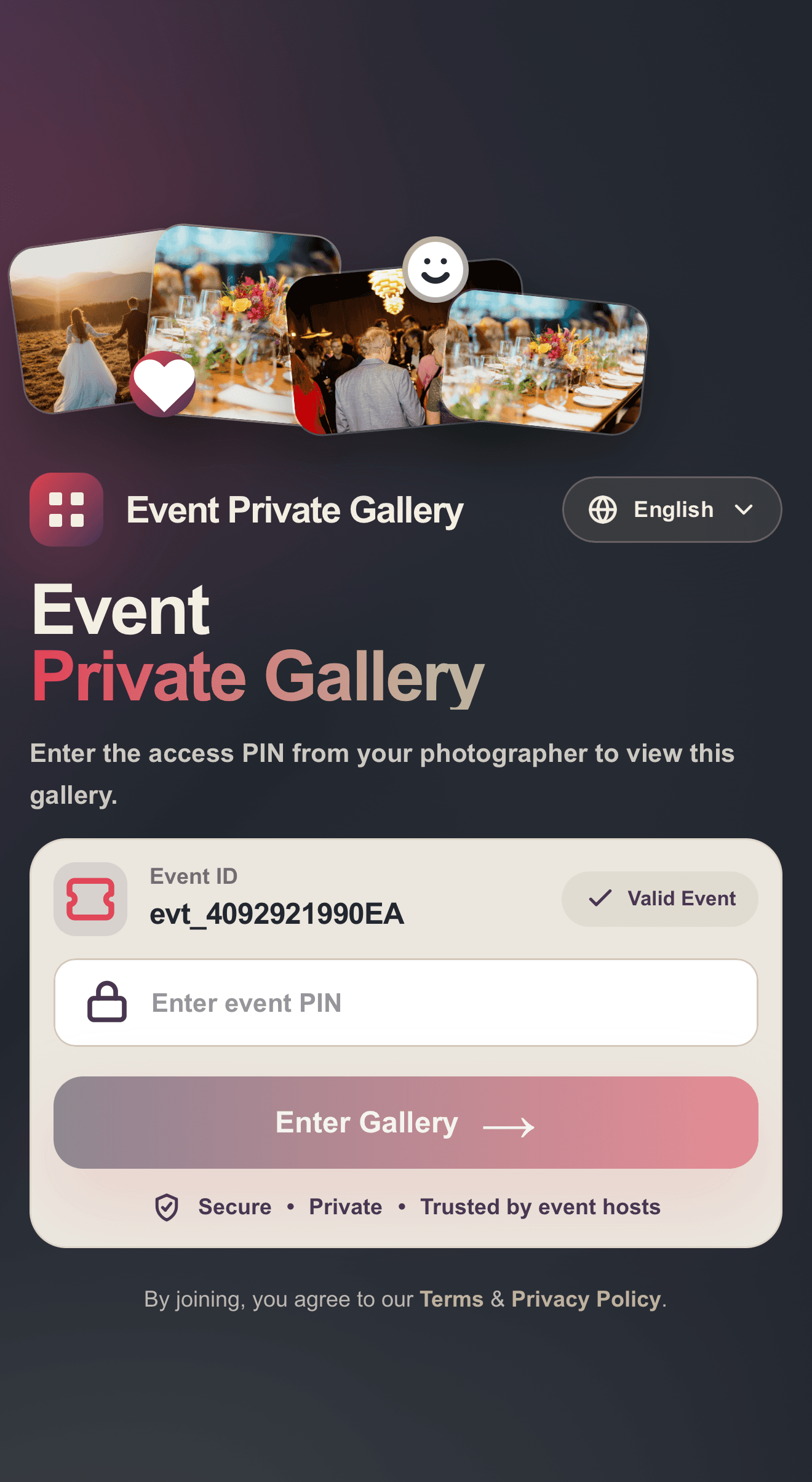 IR Studio Live event private gallery screen